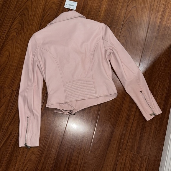 NWT Boutique Moschino Pearl-Trim Leather Moto Jacket Italy size 38 US size 4 - Picture 7 of 9